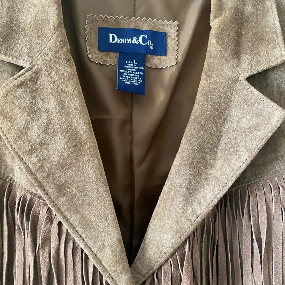 Denim&Co Woman's Washable Leather Fringe Jacket, size L Never Worn - Picture 6 of 16